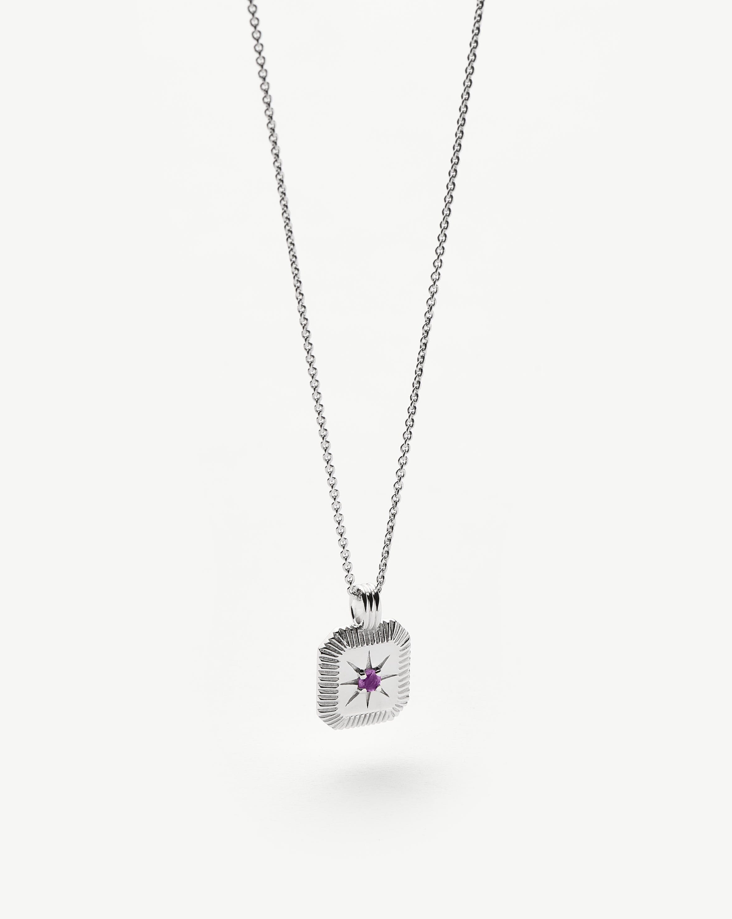 Star Ridge Birthstone Pendant Necklace - Amethyst/February Necklaces Missoma 