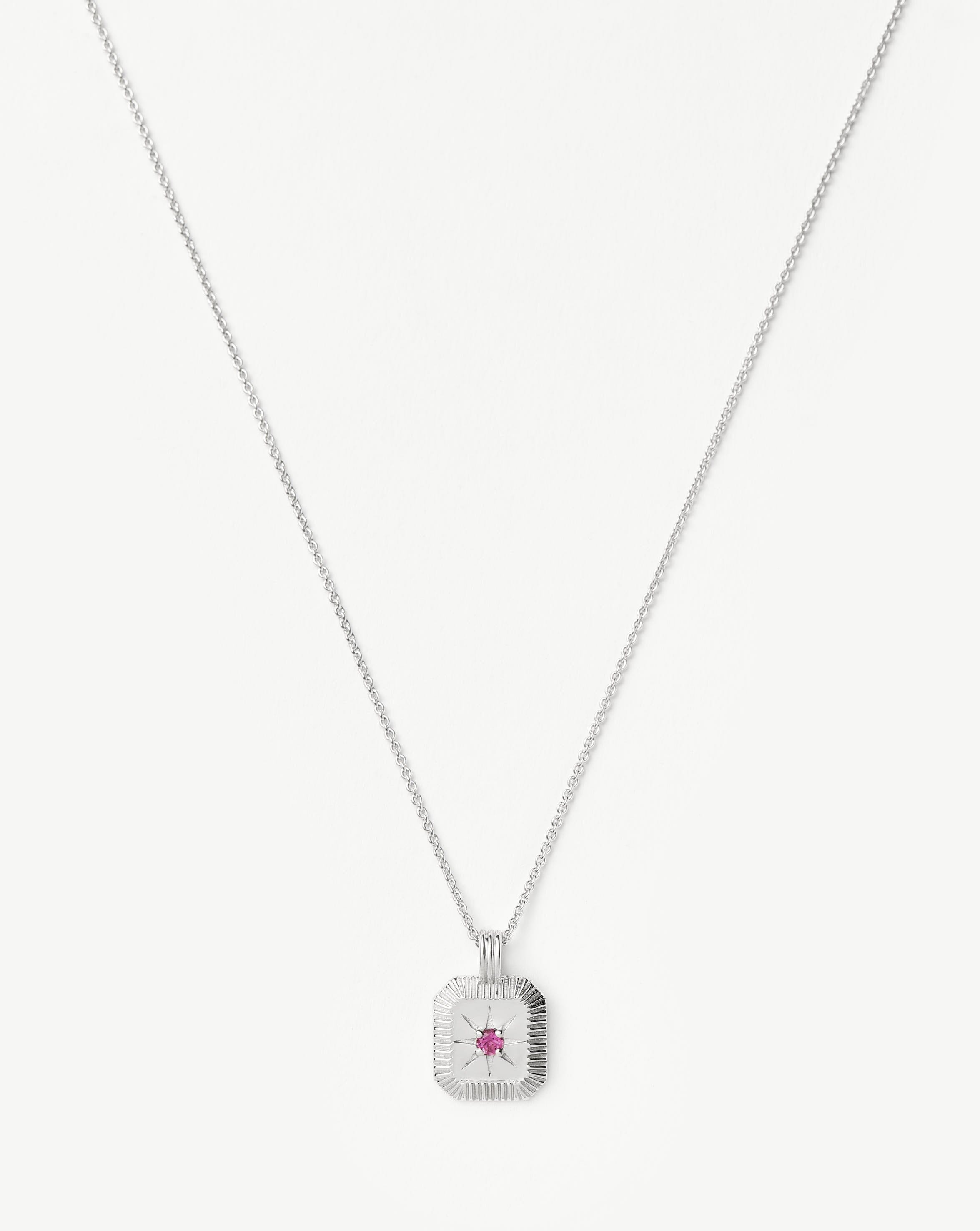 Star Ridge Birthstone Pendant Necklace - Pink Tourmaline/October Necklaces Missoma 