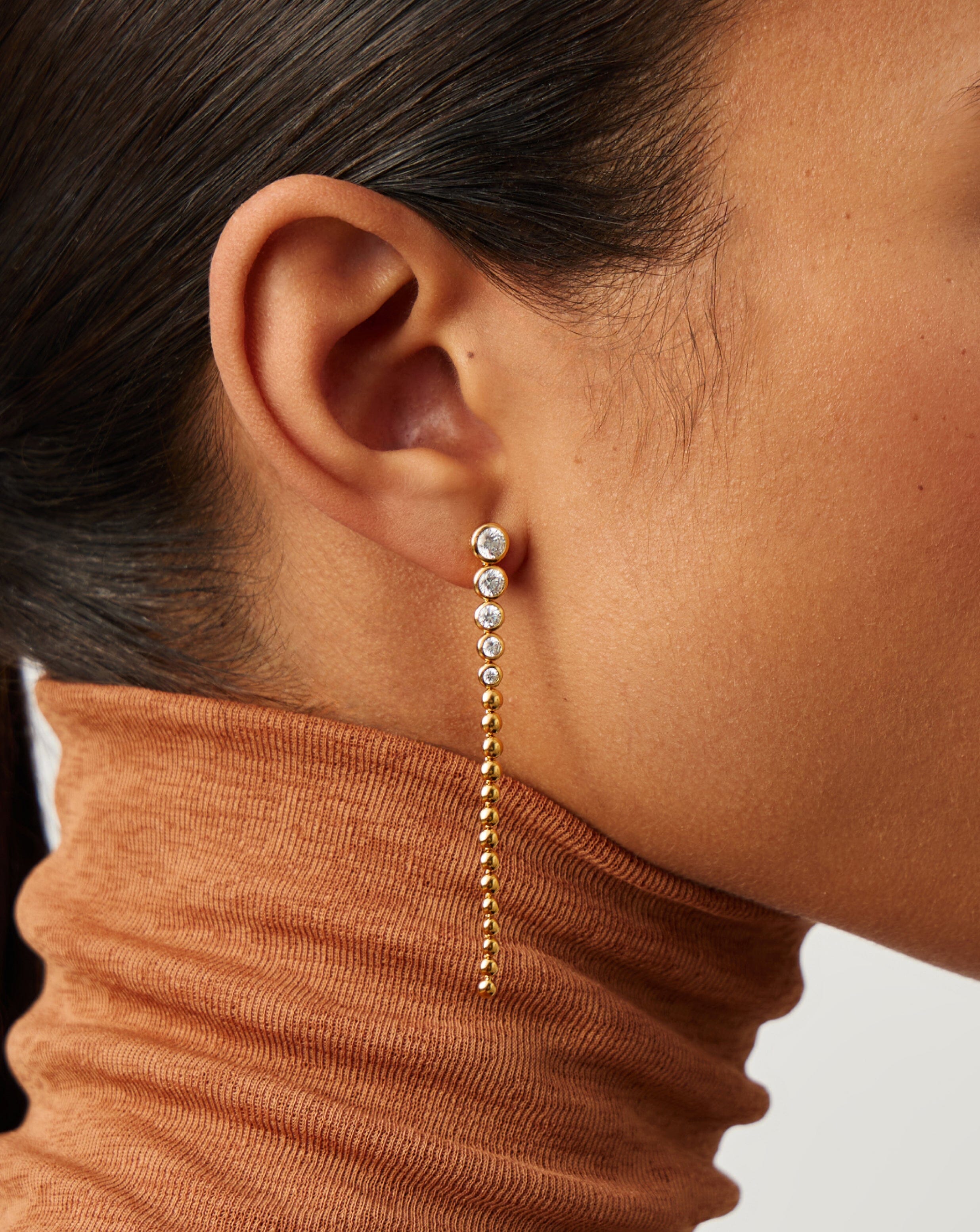 Tennis Beaded Stone Long Drop Earrings Earrings Missoma 