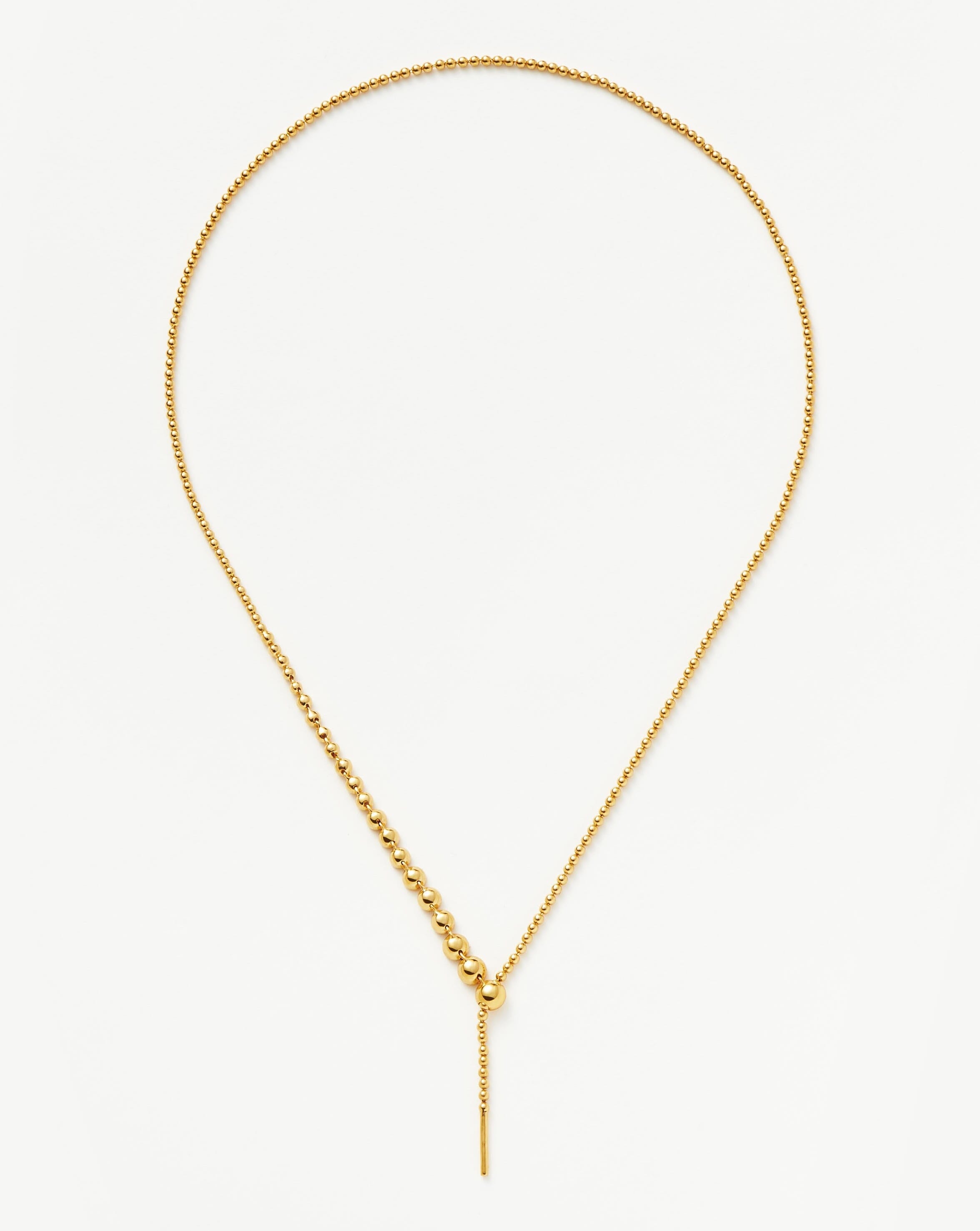 Articulated Beaded Stone Slider Lariat Necklace | 18ct Gold Plated  Vermeil/Cubic Zirconia