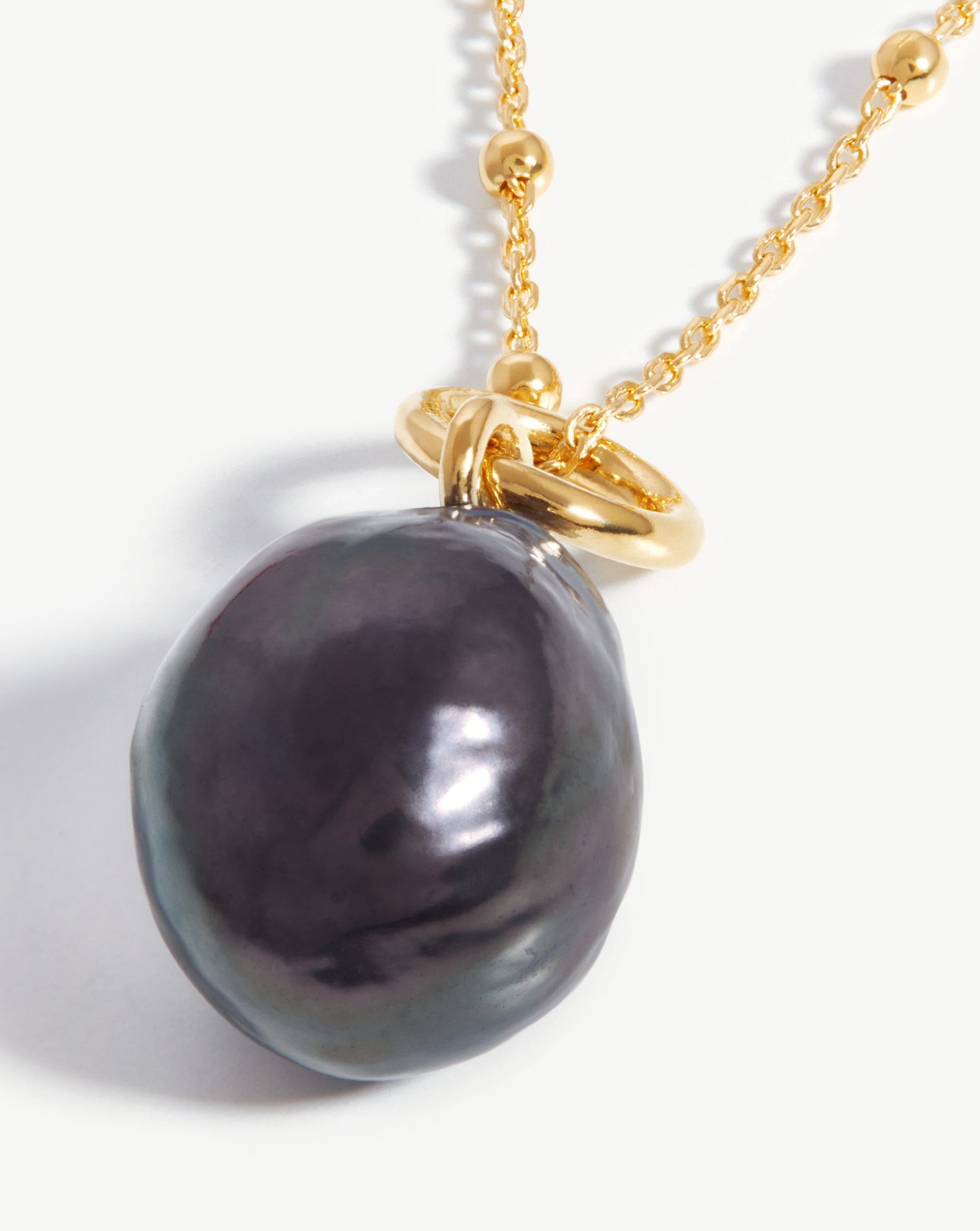 Baroque Pearl Chain Necklace | 18ct Gold Plated Vermeil/Grey Pearl Necklaces Missoma 