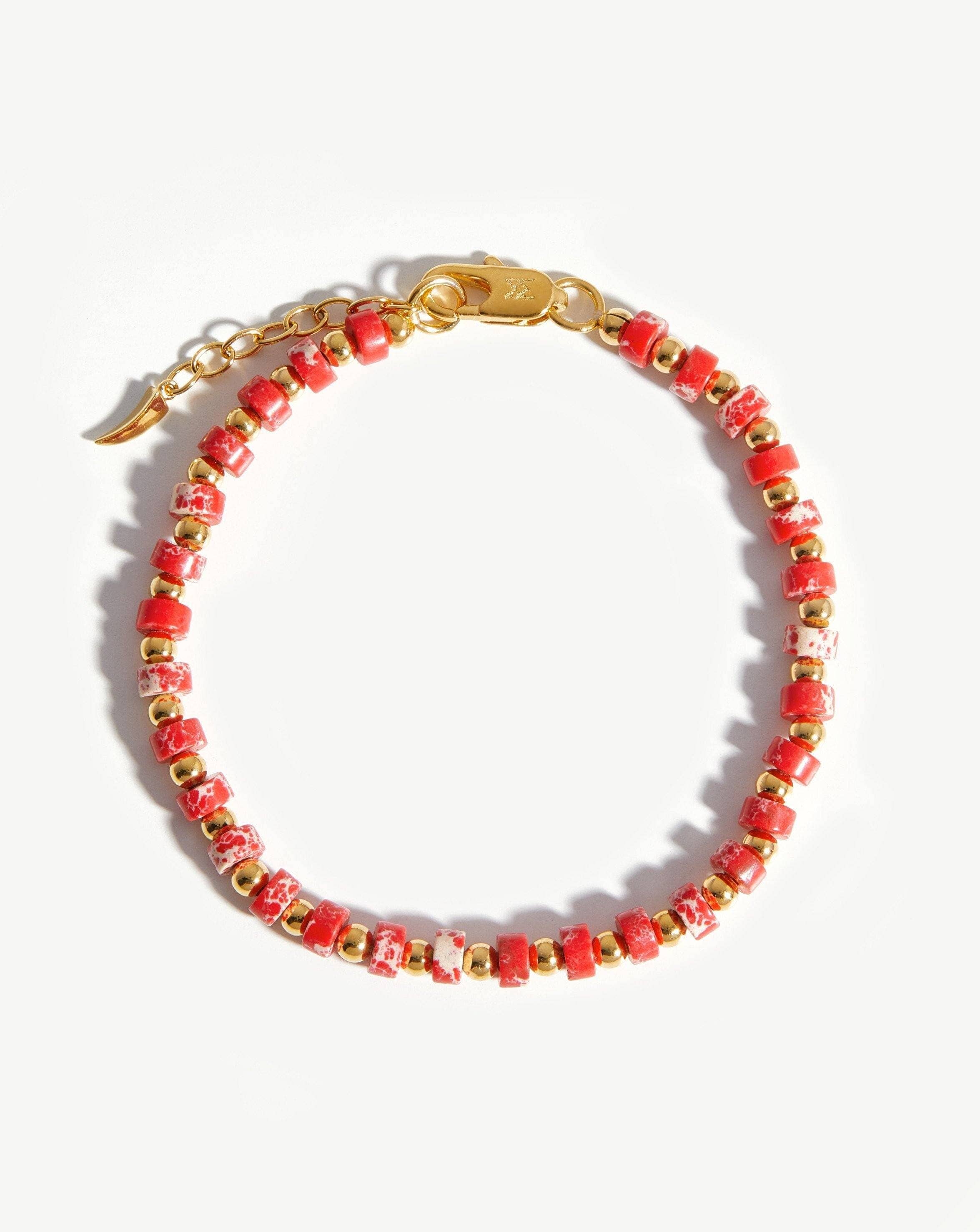 Beaded Bracelet | 18ct Gold Plated/Red Imperial Jasper Bracelets Missoma 