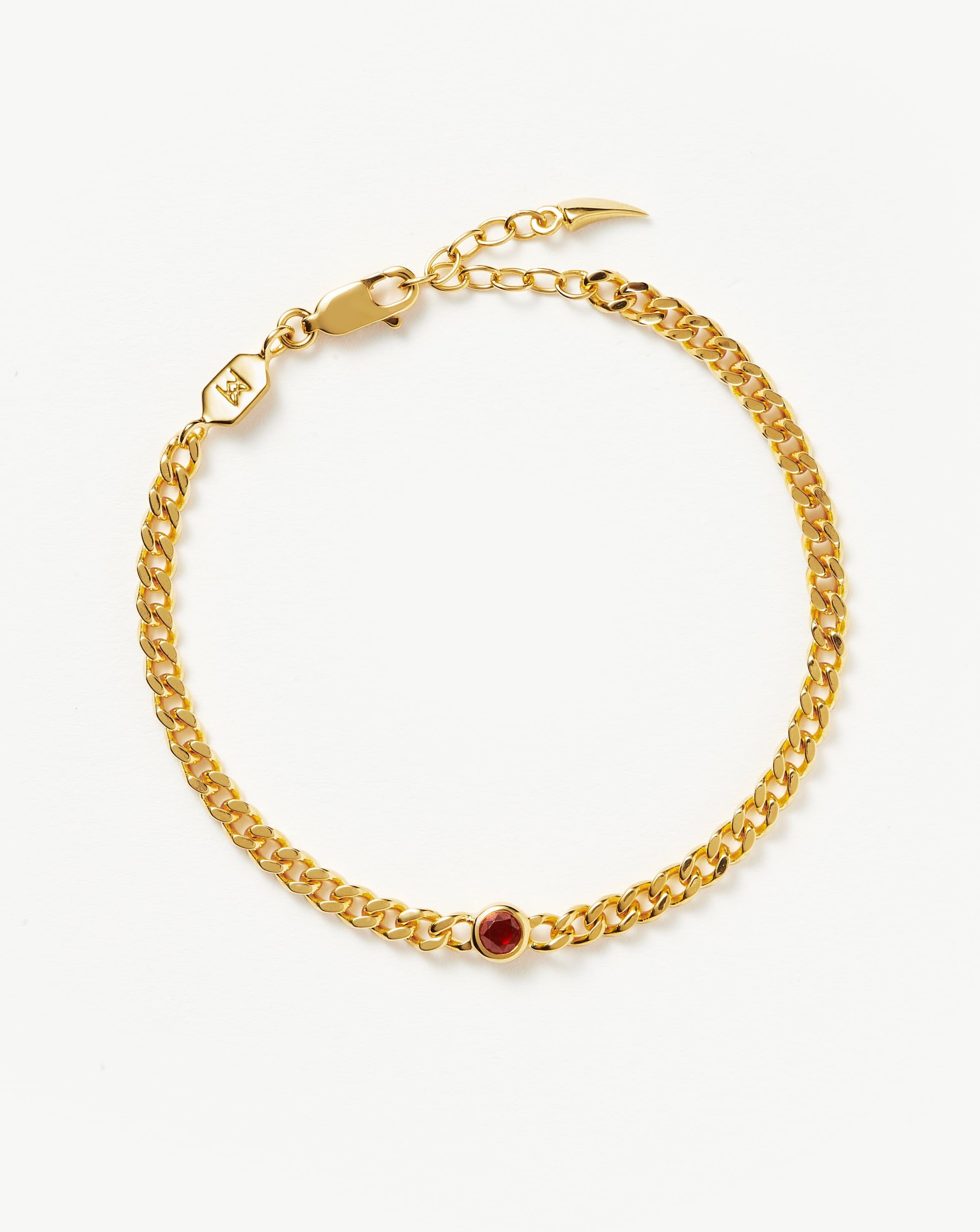 January Birthstone Chain Bracelet | 18ct Gold Plated Vermeil/Garnet ...