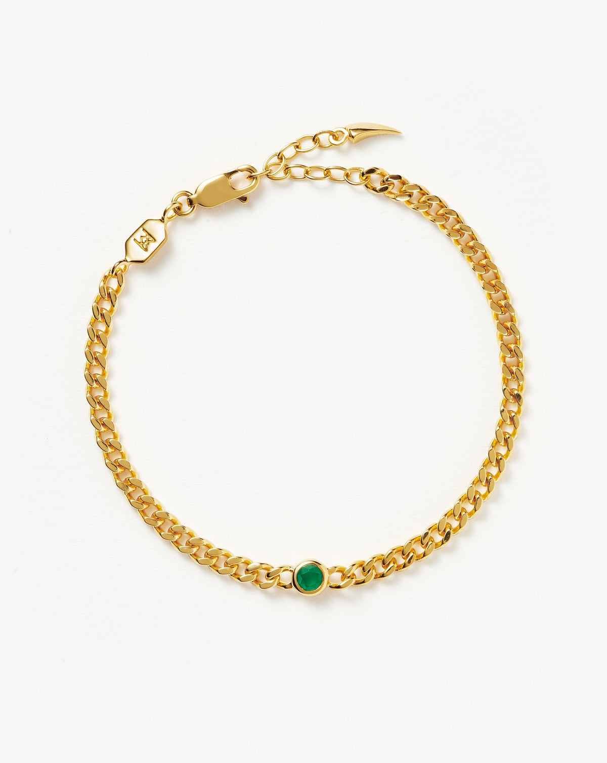 Birthstone Chain Bracelet - May | 18ct Gold Plated Vermeil/Dyed Green ...