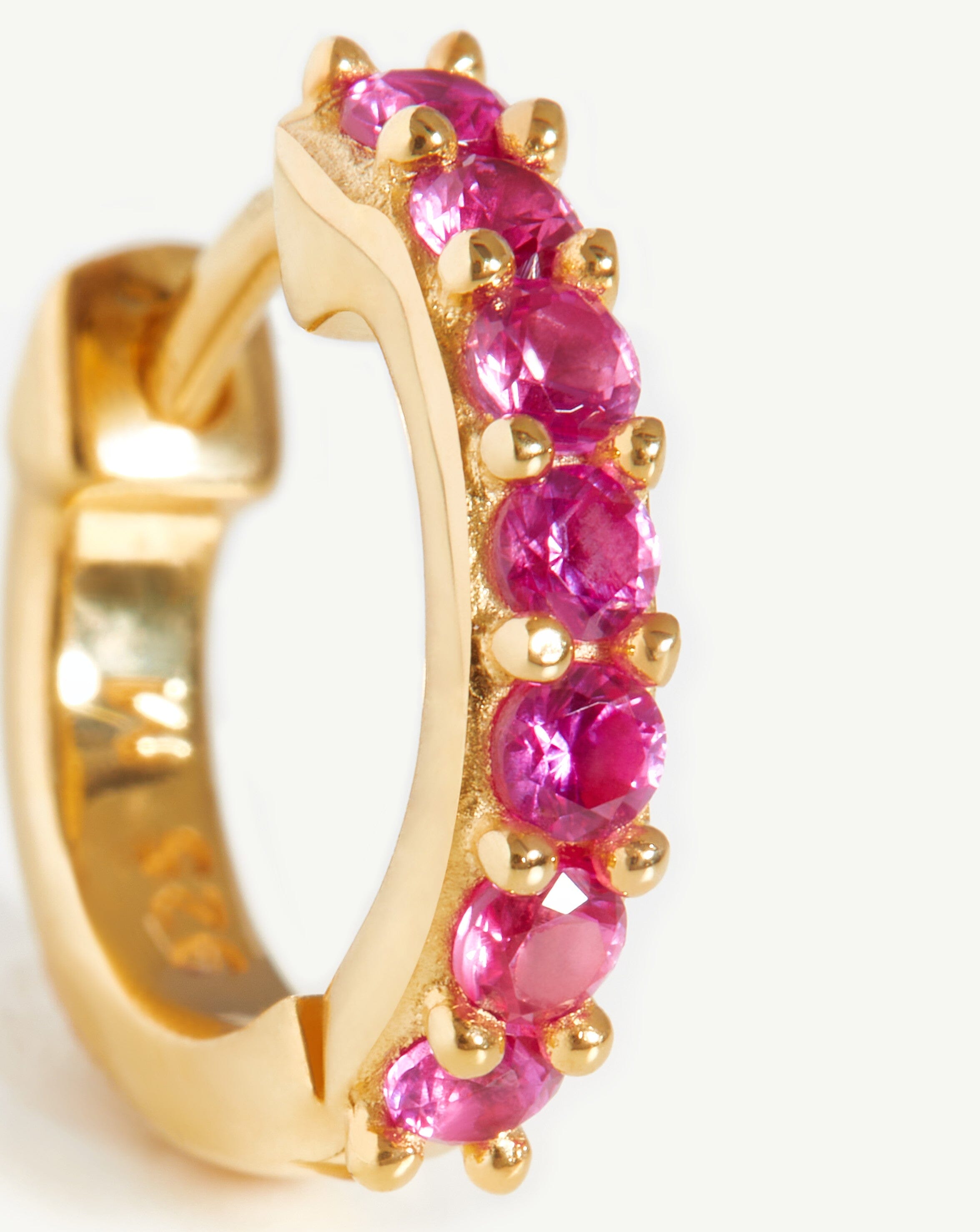 Classic Stone Huggies | 18ct Gold Plated Vermeil/Pink Zirconia Earrings Missoma 