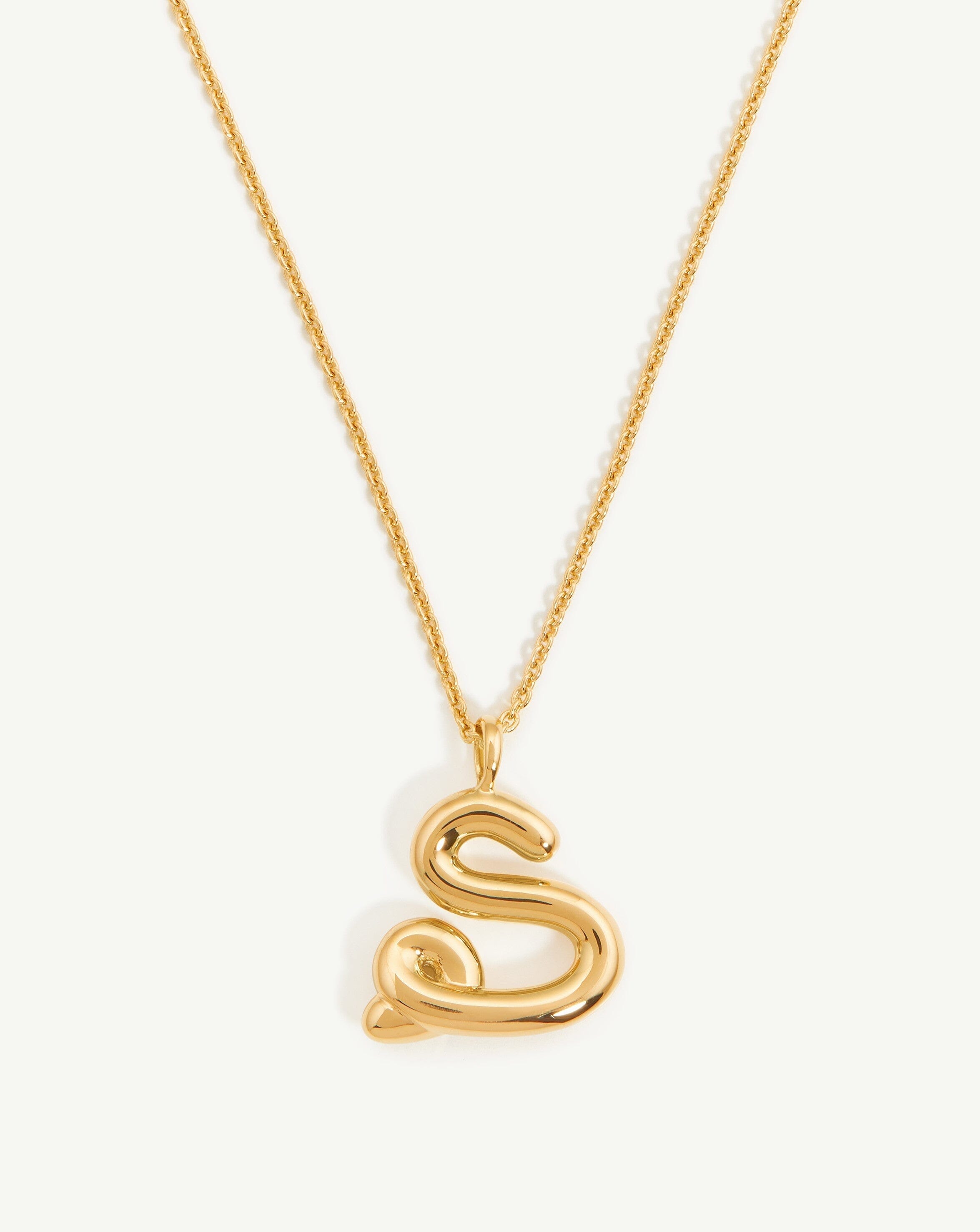 Curly Molten Initial Pendant Necklace - Initial S | 18ct Gold Plated Vermeil Necklaces Missoma 