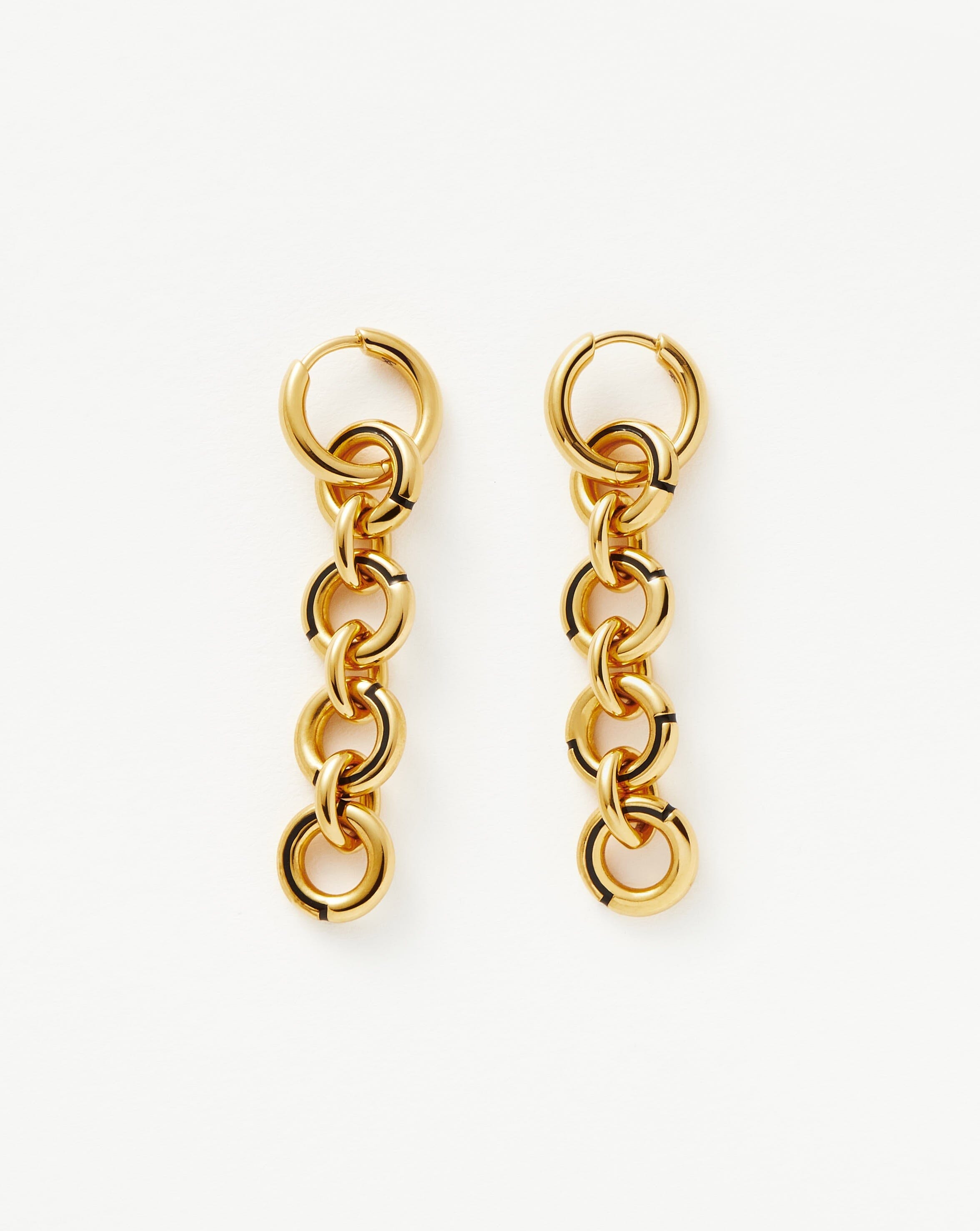 Enamel Byline Link Drop Hoop Earrings | 18ct Gold Plated Earrings | Missoma