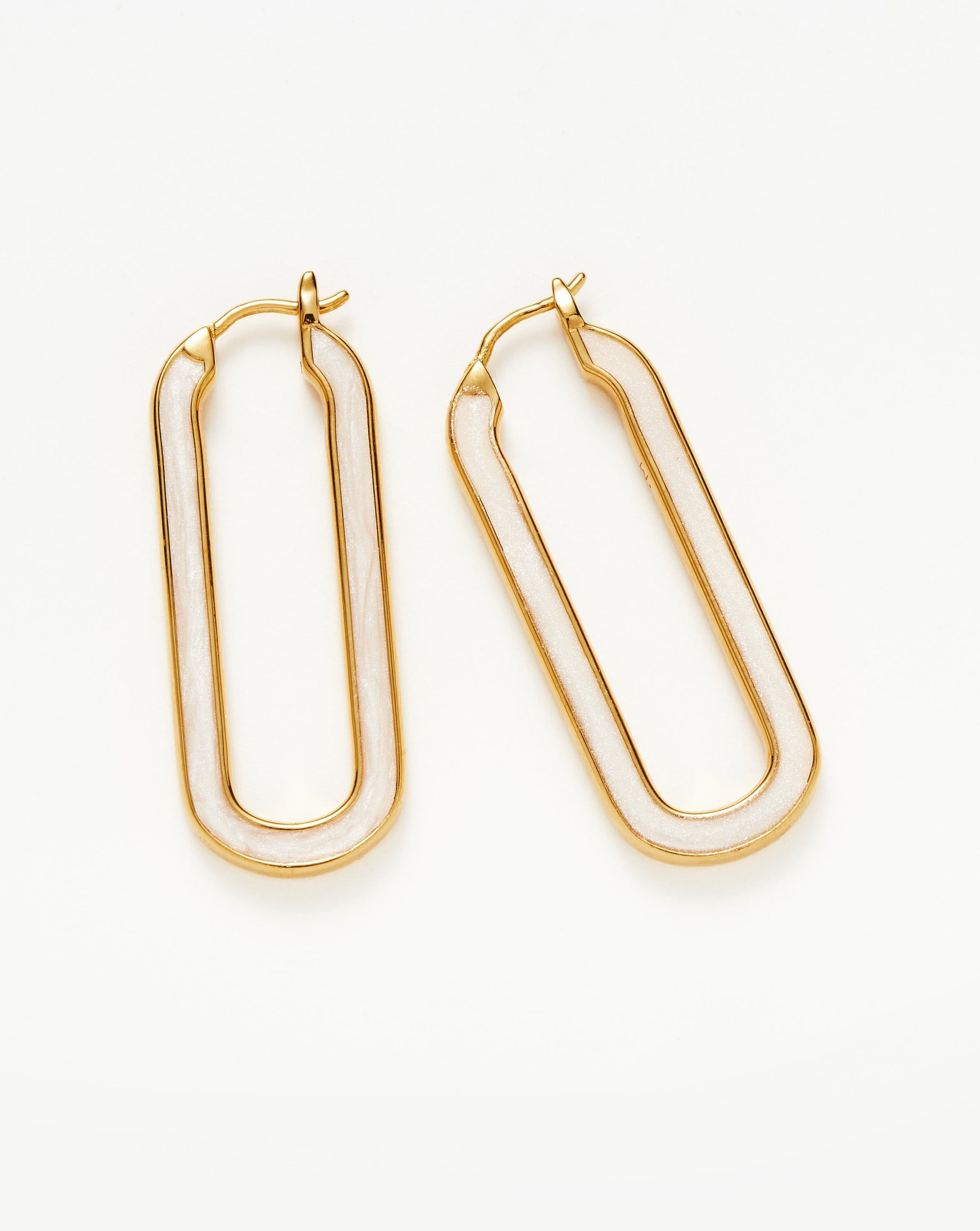 Enamel Haze Ovate Large Hoop White Earrings | Missoma