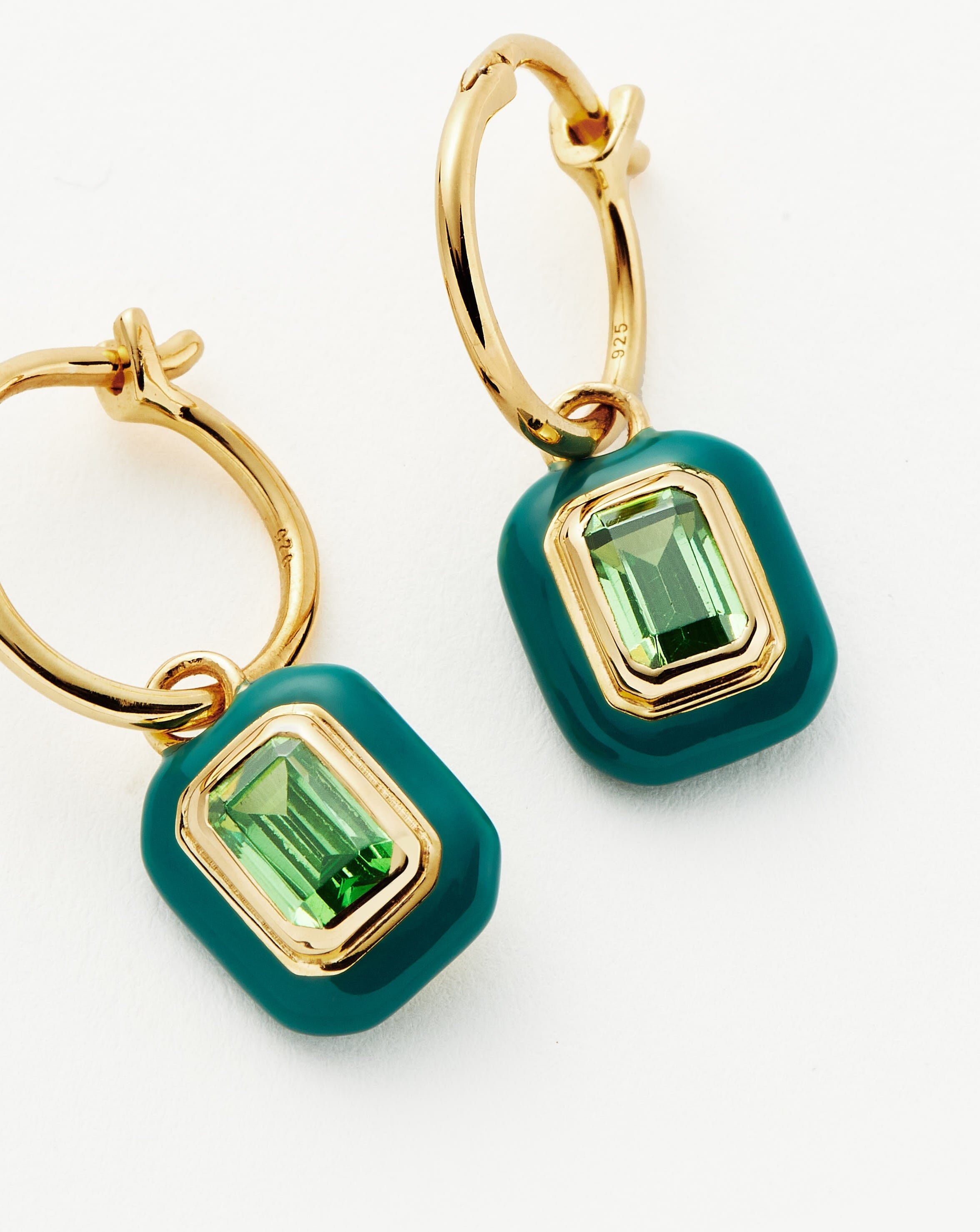 Gold hoops deals with green stones