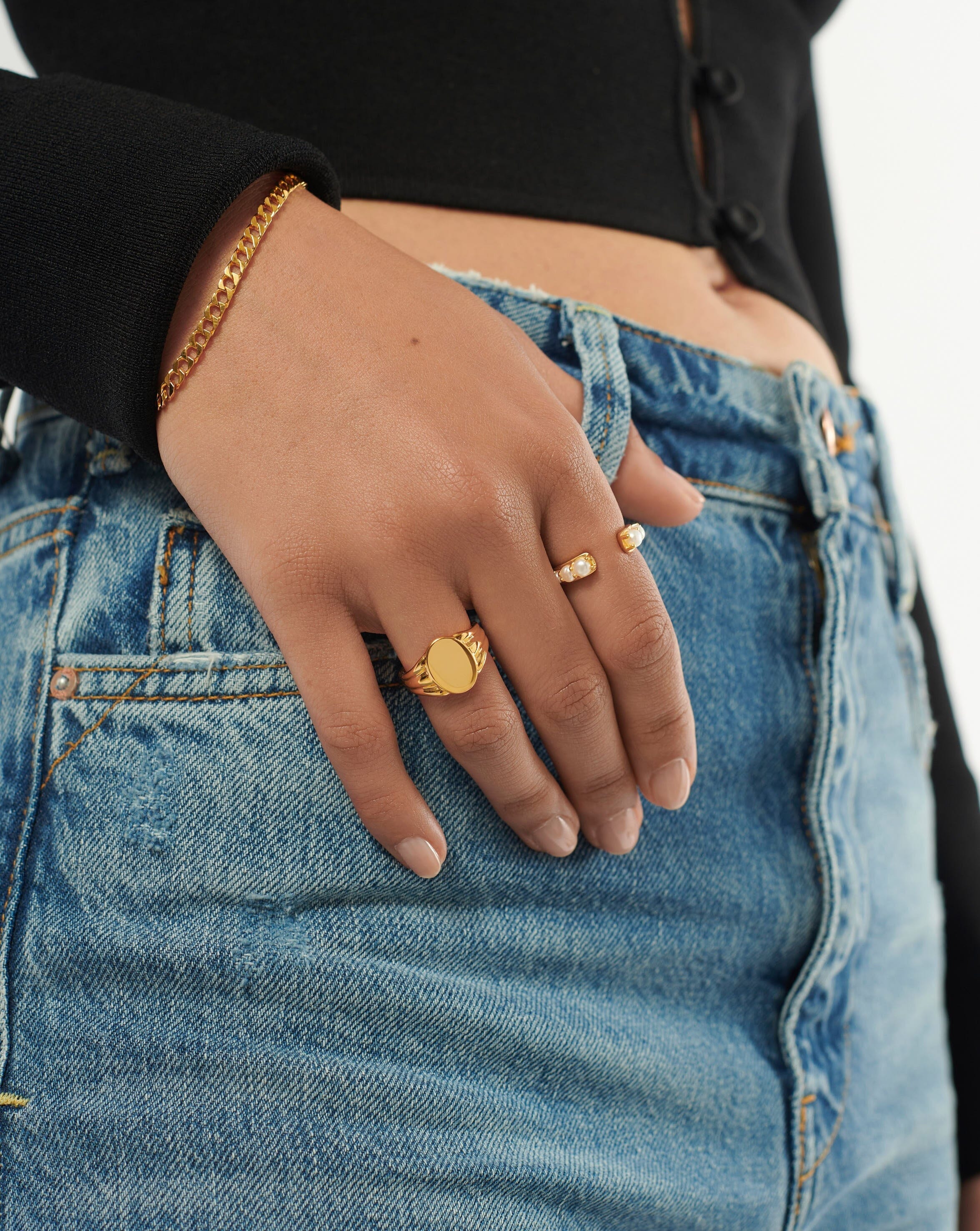 Engravable Oval Signet Ring | 18ct Gold Plated Vermeil