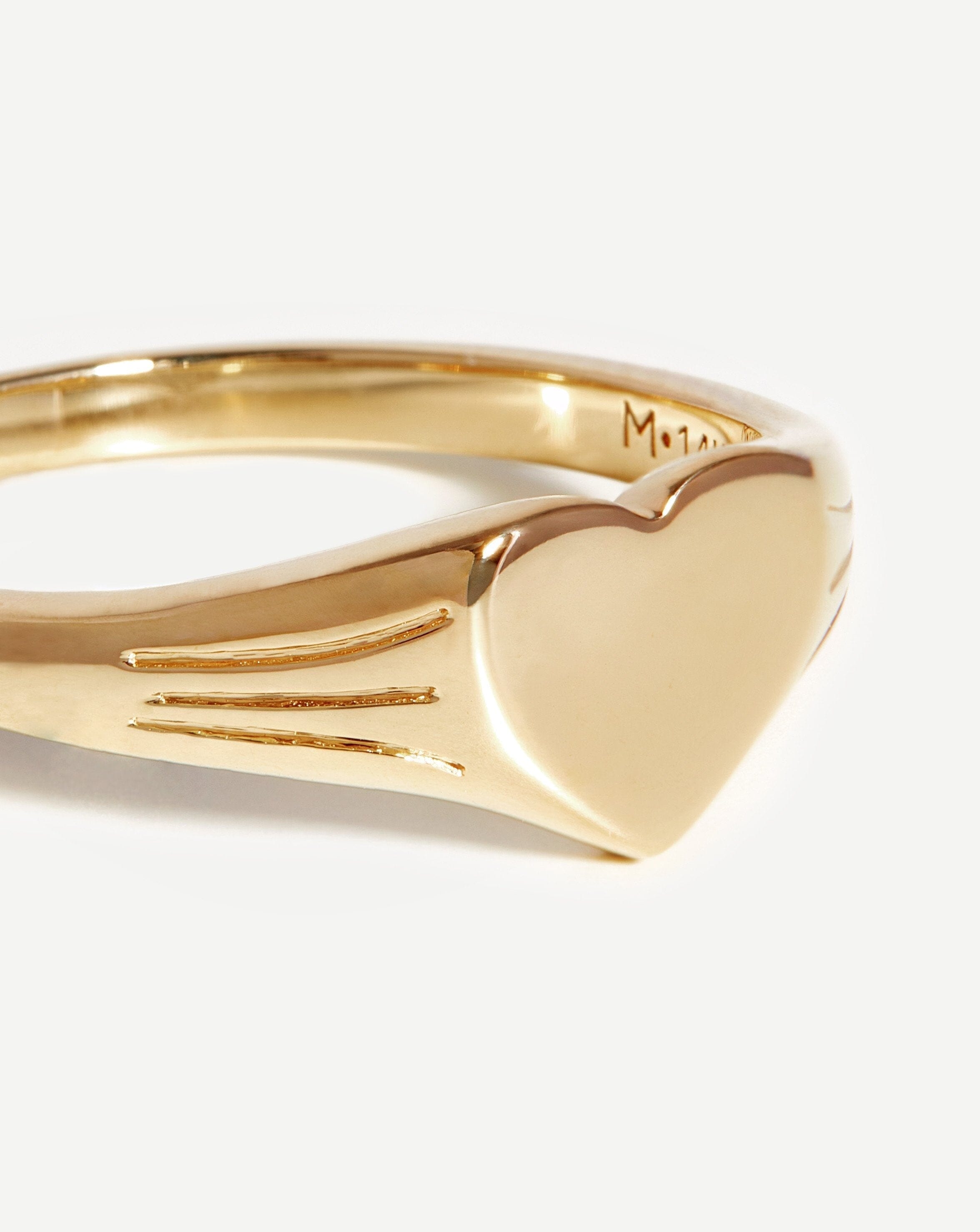 Fine Engravable Heart Signet Ring | 14ct Solid Gold