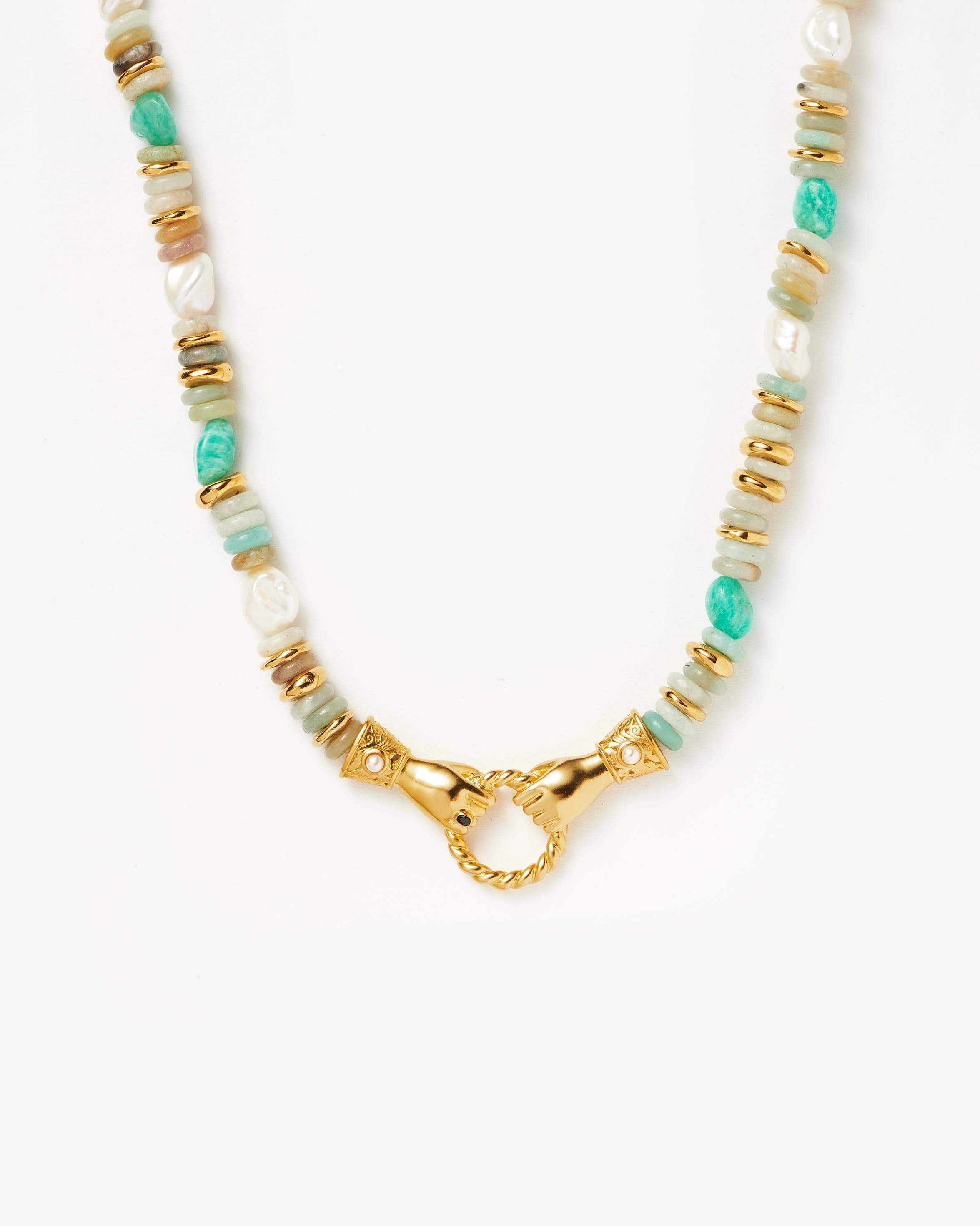 Harris Reed In Good Hands Chunky Beaded Gemstone Necklace |18ct Gold ...