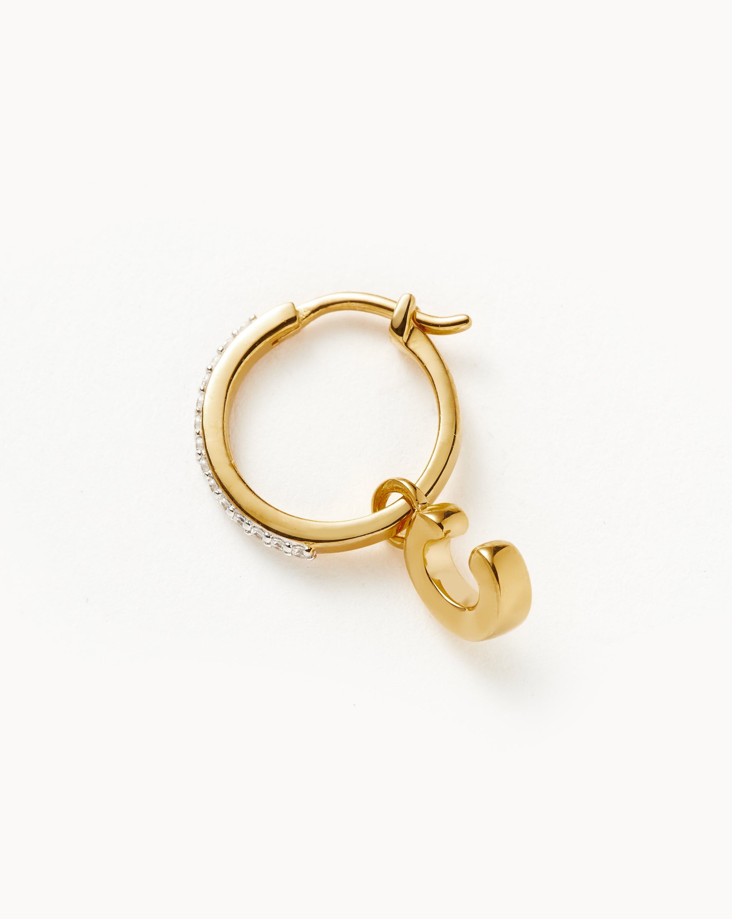 Initial Single Charm Hoop Earring - Initial C | 18ct Gold Plated Vermeil Earrings Missoma 