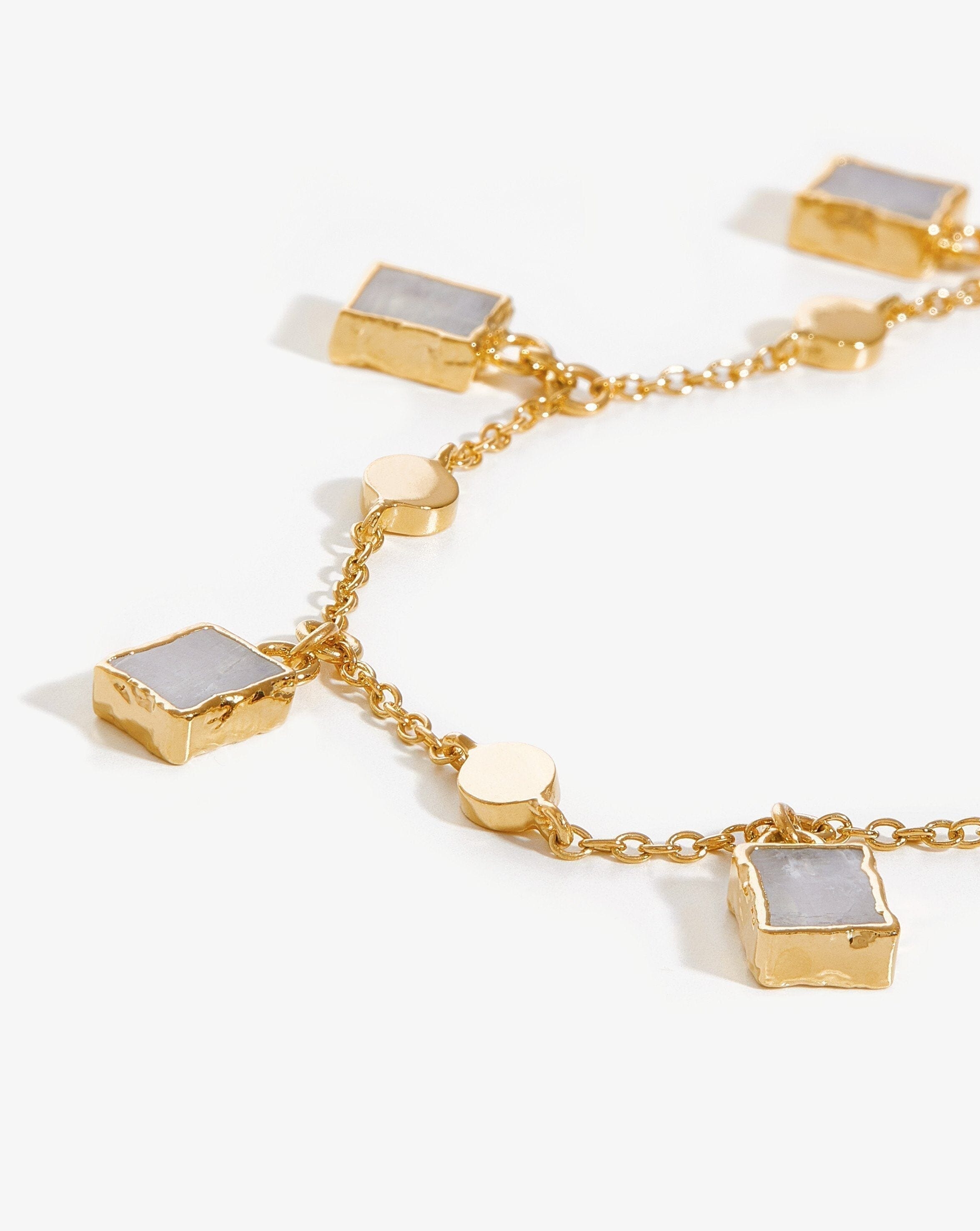 Lena Charm Bracelet | 18ct Gold Plated Vermeil/Rainbow Moonstone