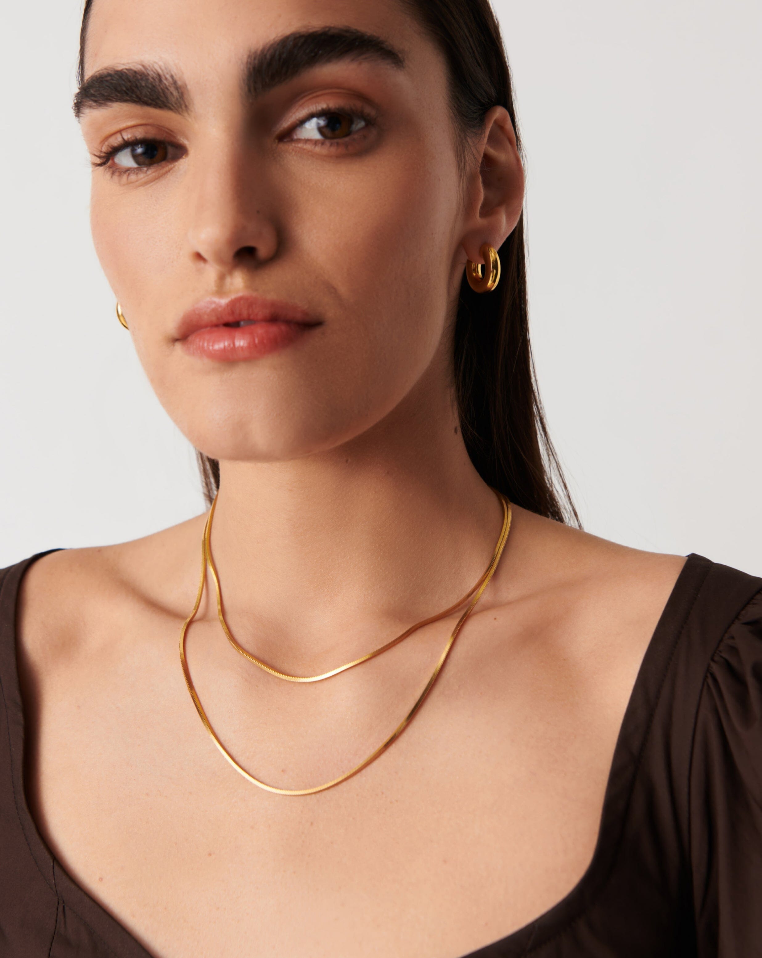 Lucy williams gold square store snake chain necklace