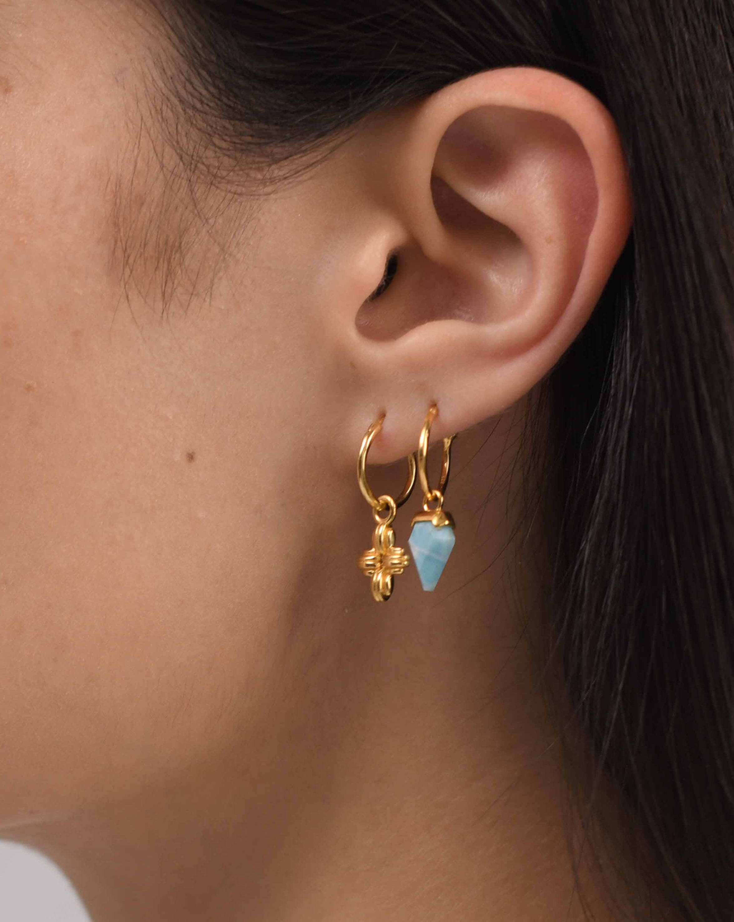 Hoop earrings deals with cross charm