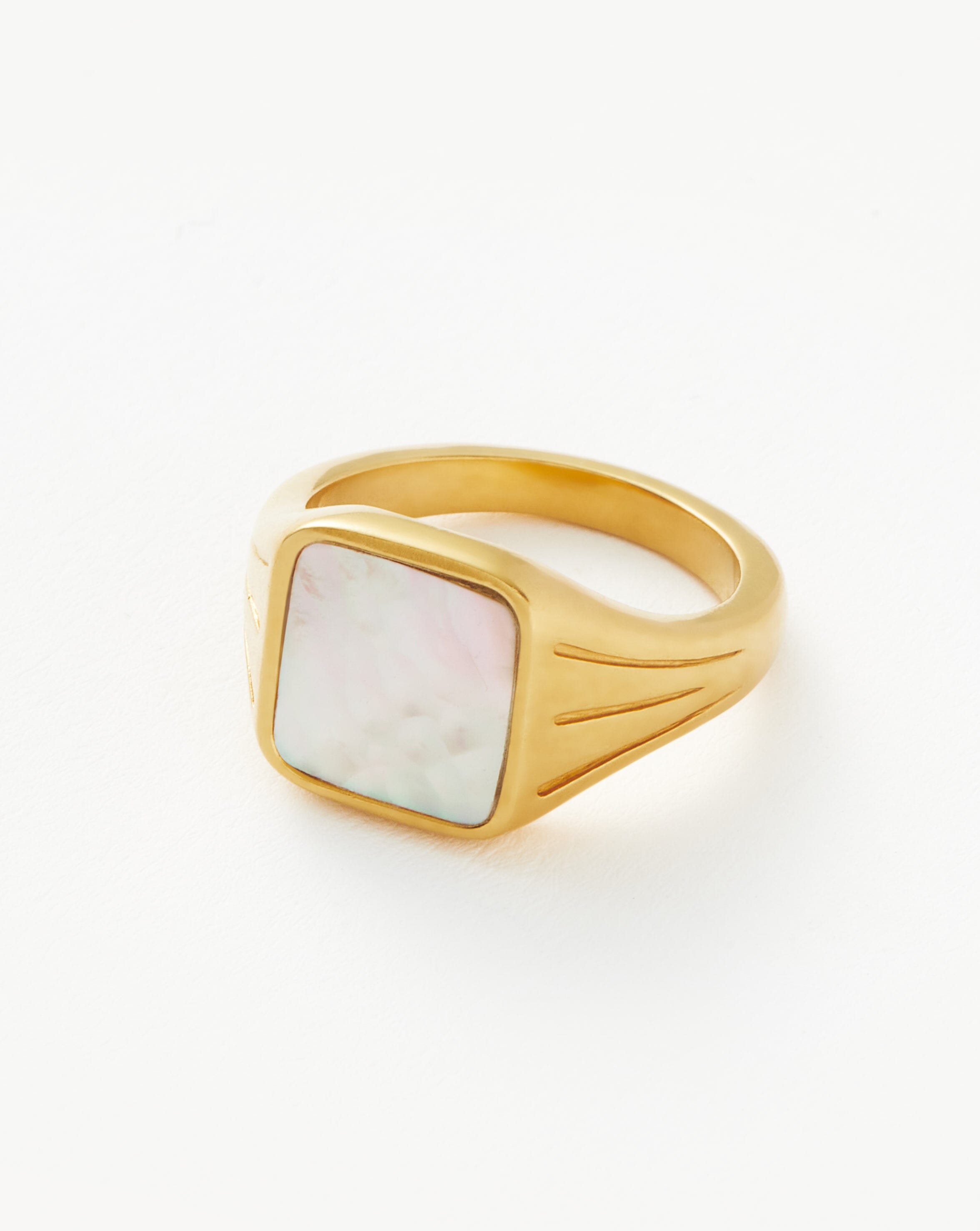 Lucy Williams Square Signet Ring | 18ct Gold Plated Vermeil/Mother of Pearl