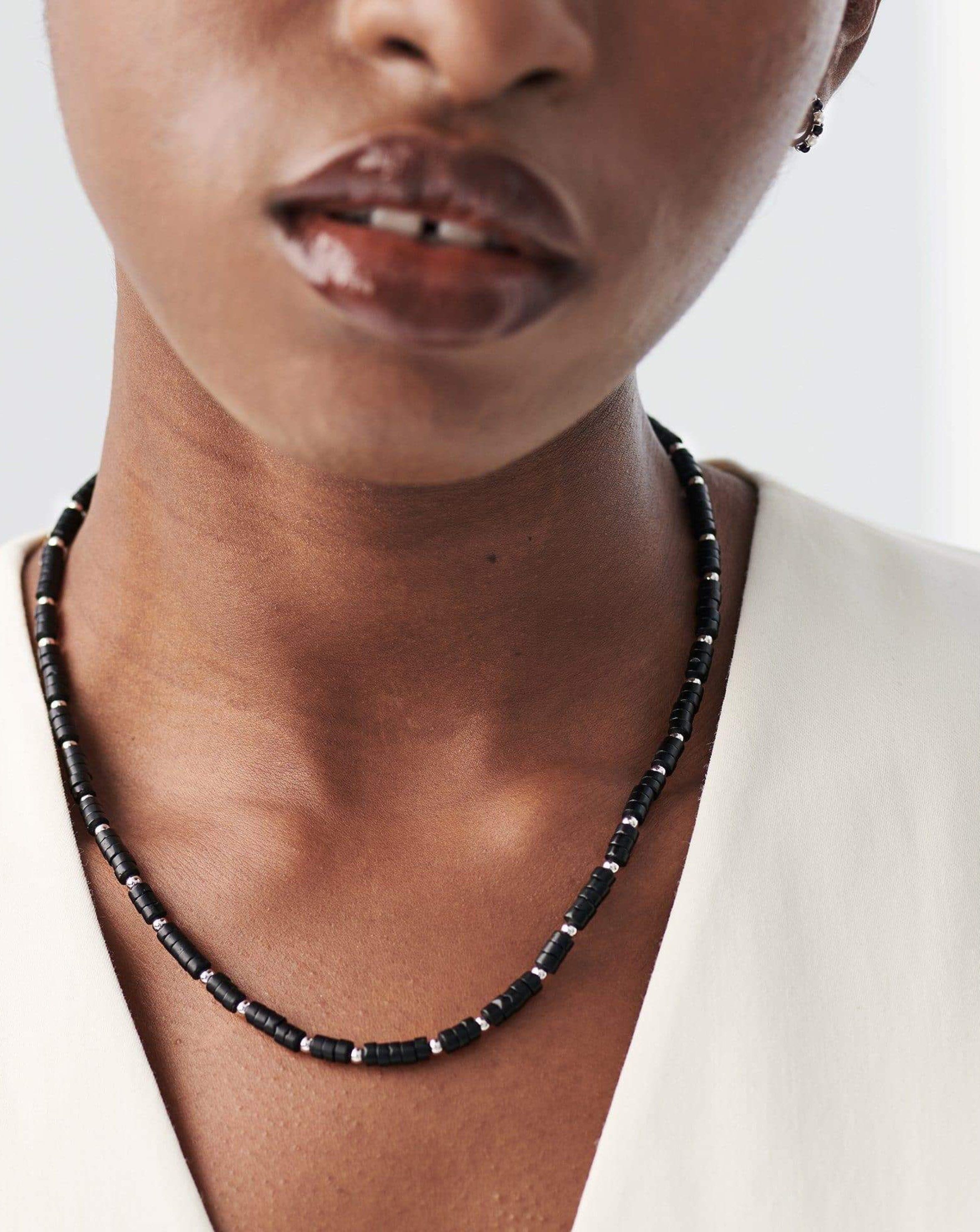 Vintage 14K Gold Black Onyx Beaded Necklace 18.5” - Ruby Lane