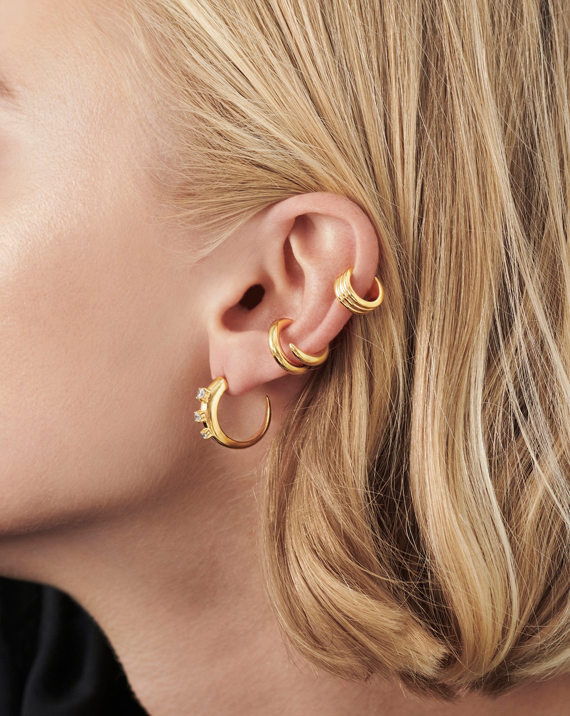 Studded gold deals hoop earrings