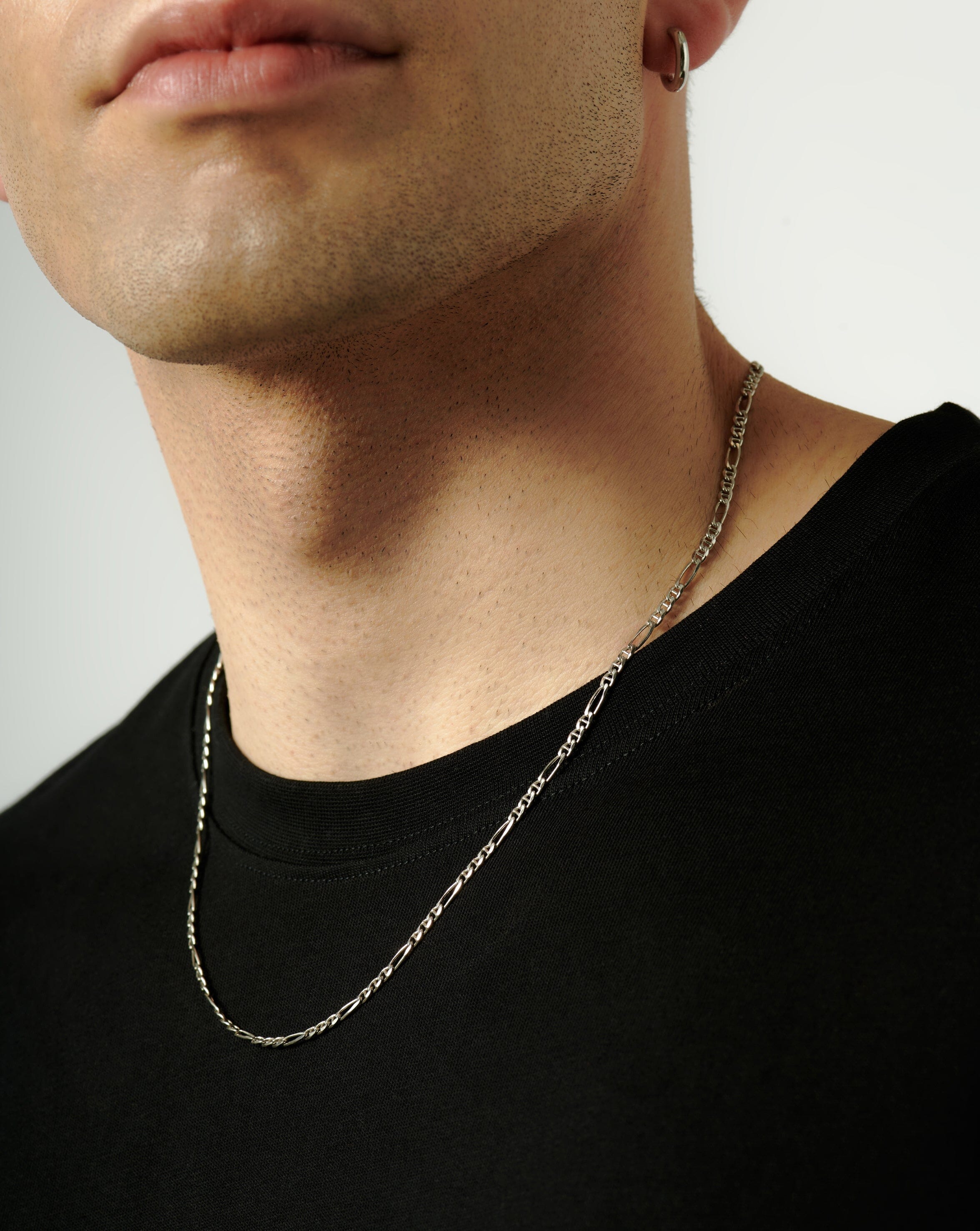 Mens silver curb chain on sale necklace