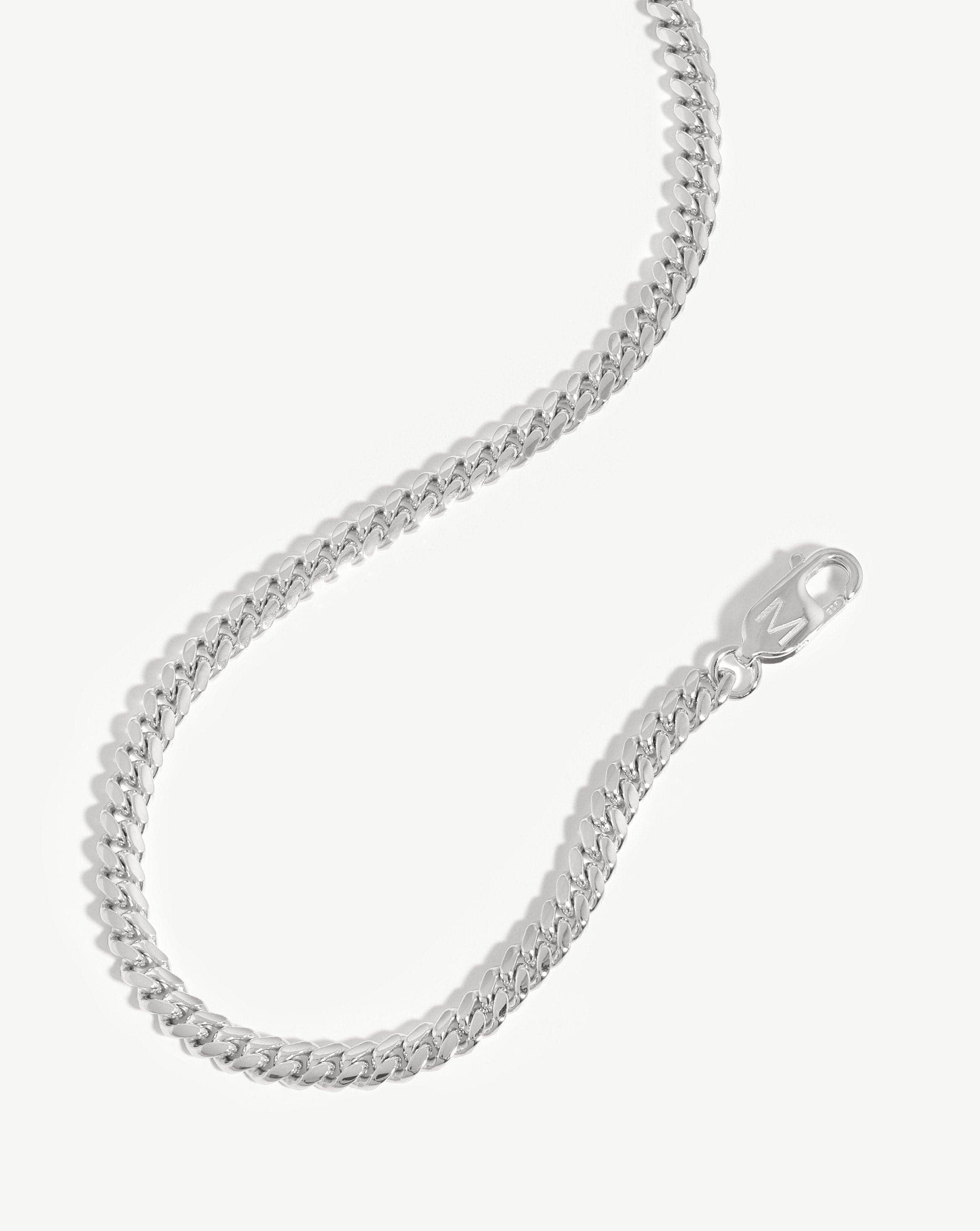 Mens white gold hot sale curb chain necklace