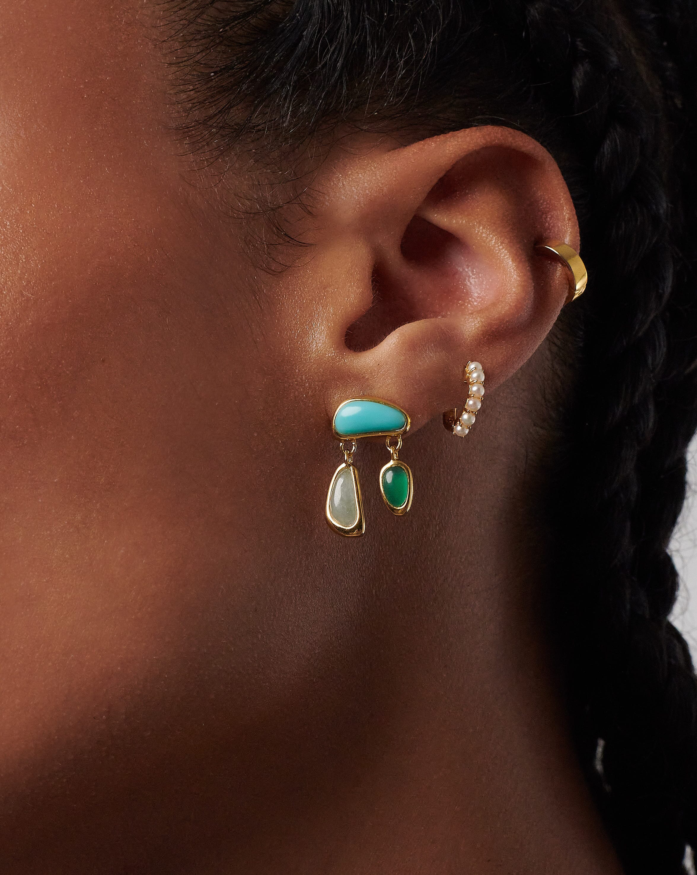 Turquoise circle store earrings