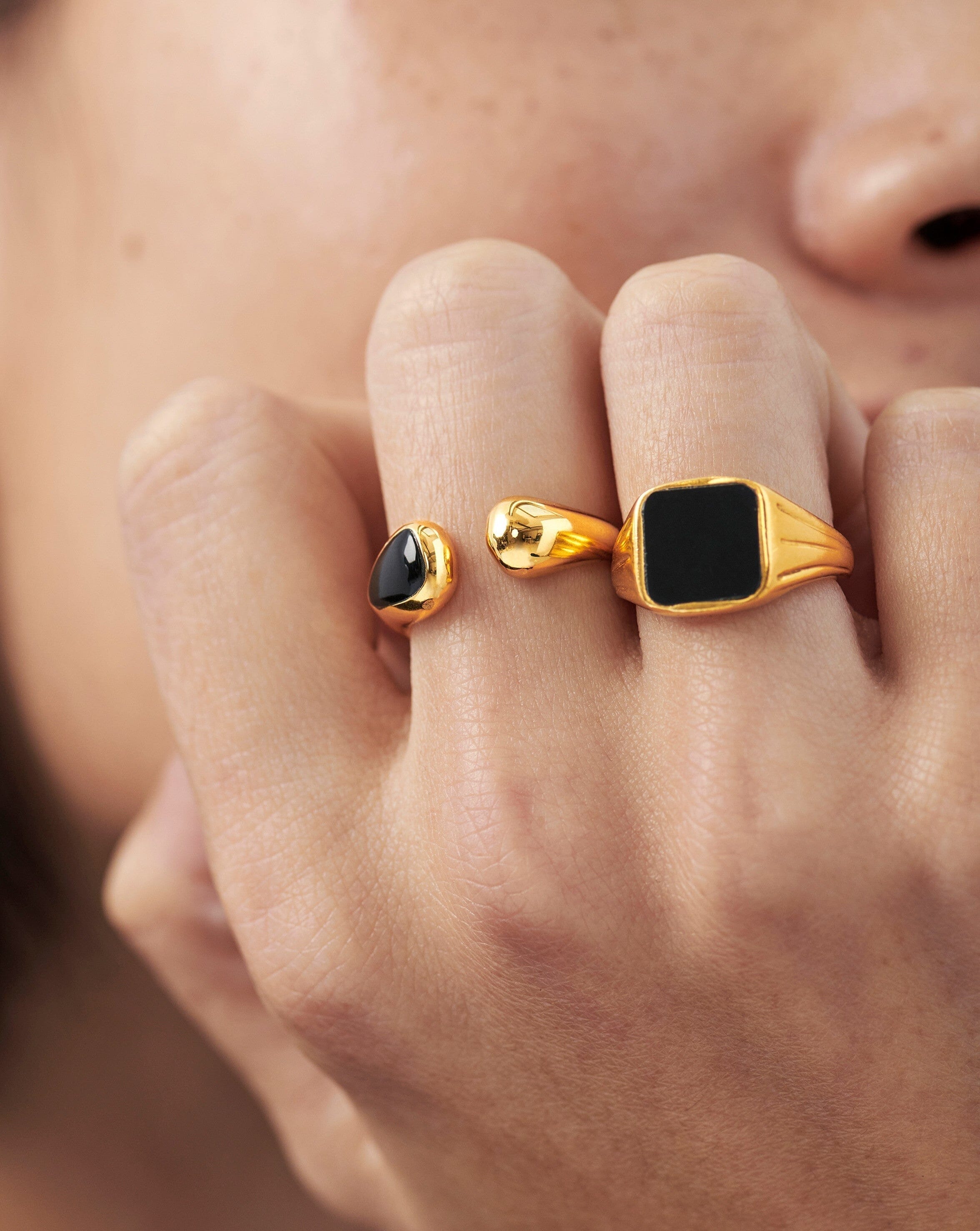 Black onyx deals and gold ring