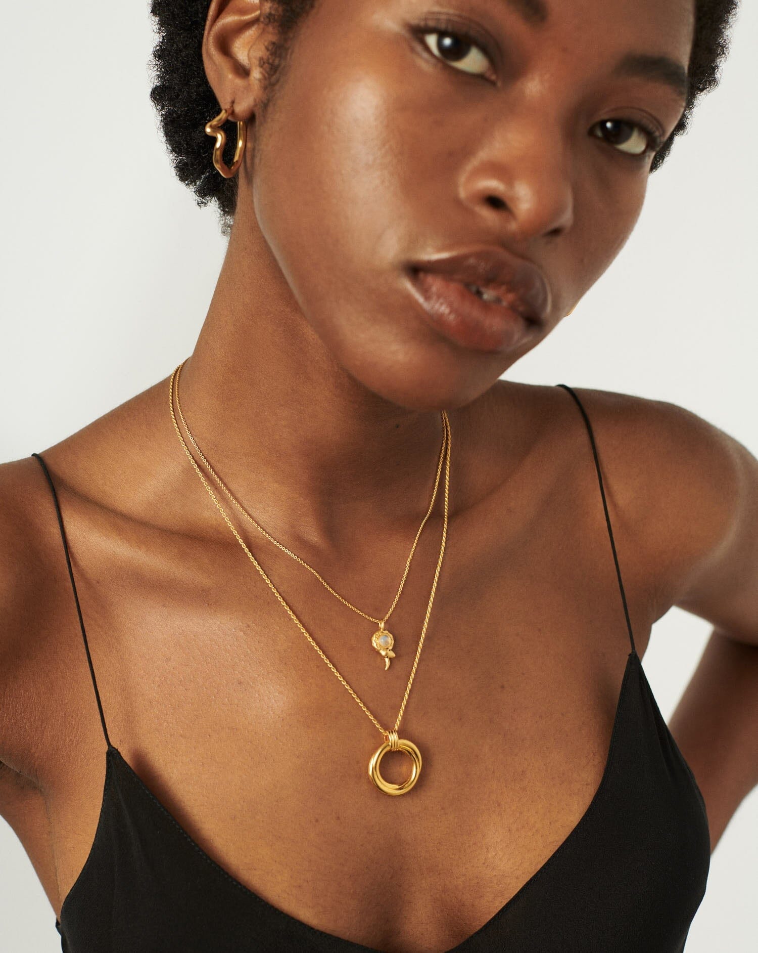 Serpent Moonstone Coiled Pendant Necklace | 18ct Gold Plated