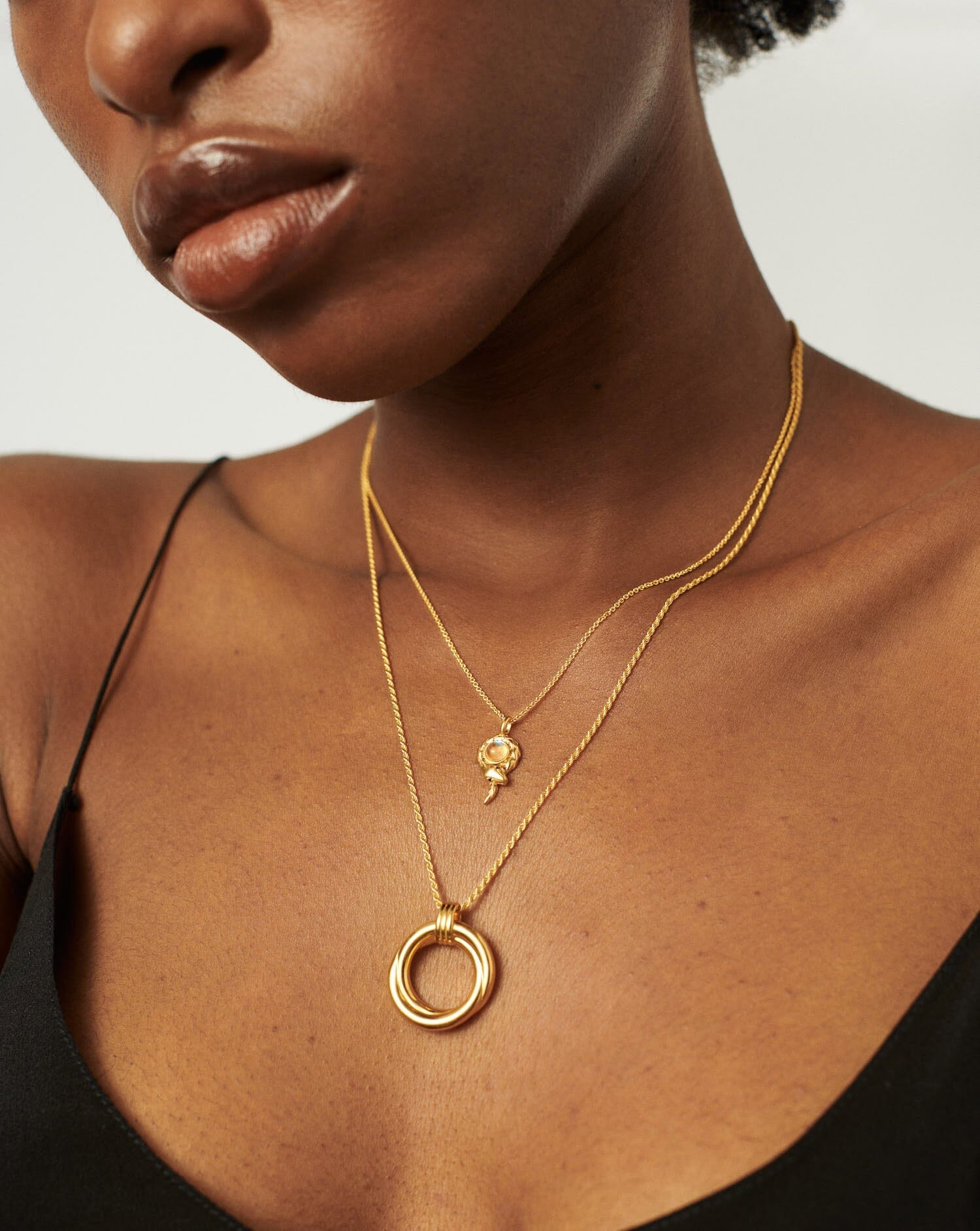 Serpent Moonstone Coiled Pendant Necklace | 18ct Gold Plated