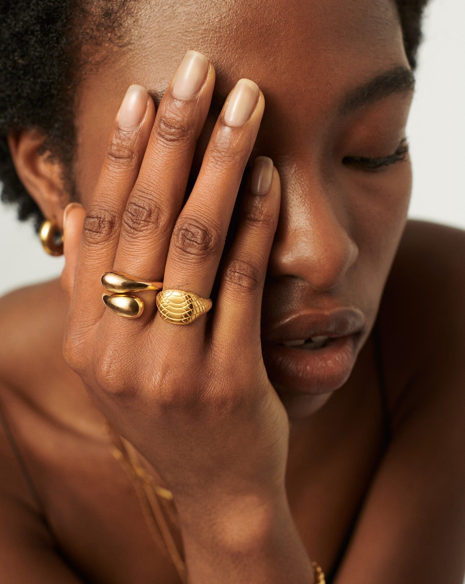 Serpent Textured Signet Ring | 18ct Gold Plated