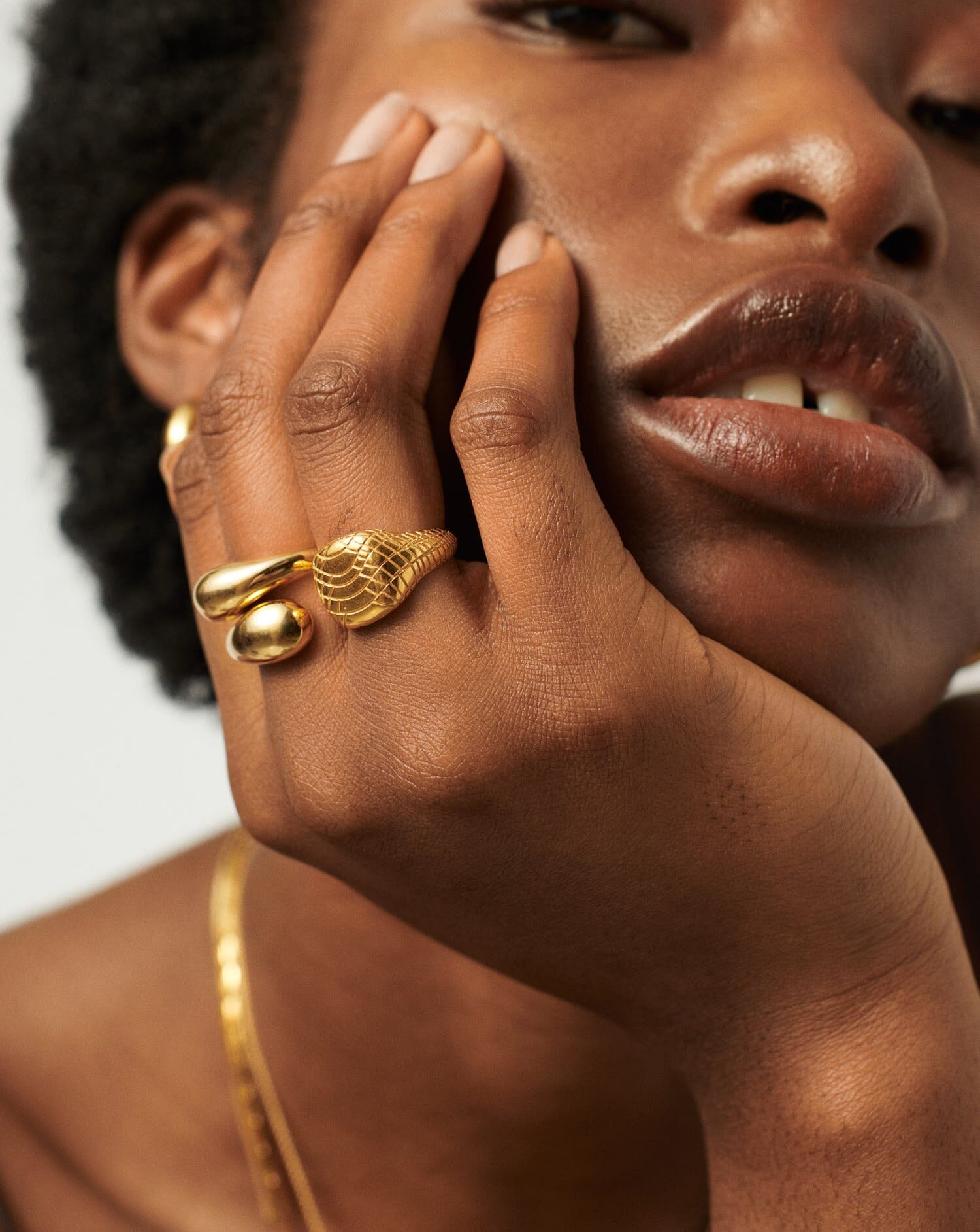 Serpent Textured Signet Ring | 18ct Gold Plated