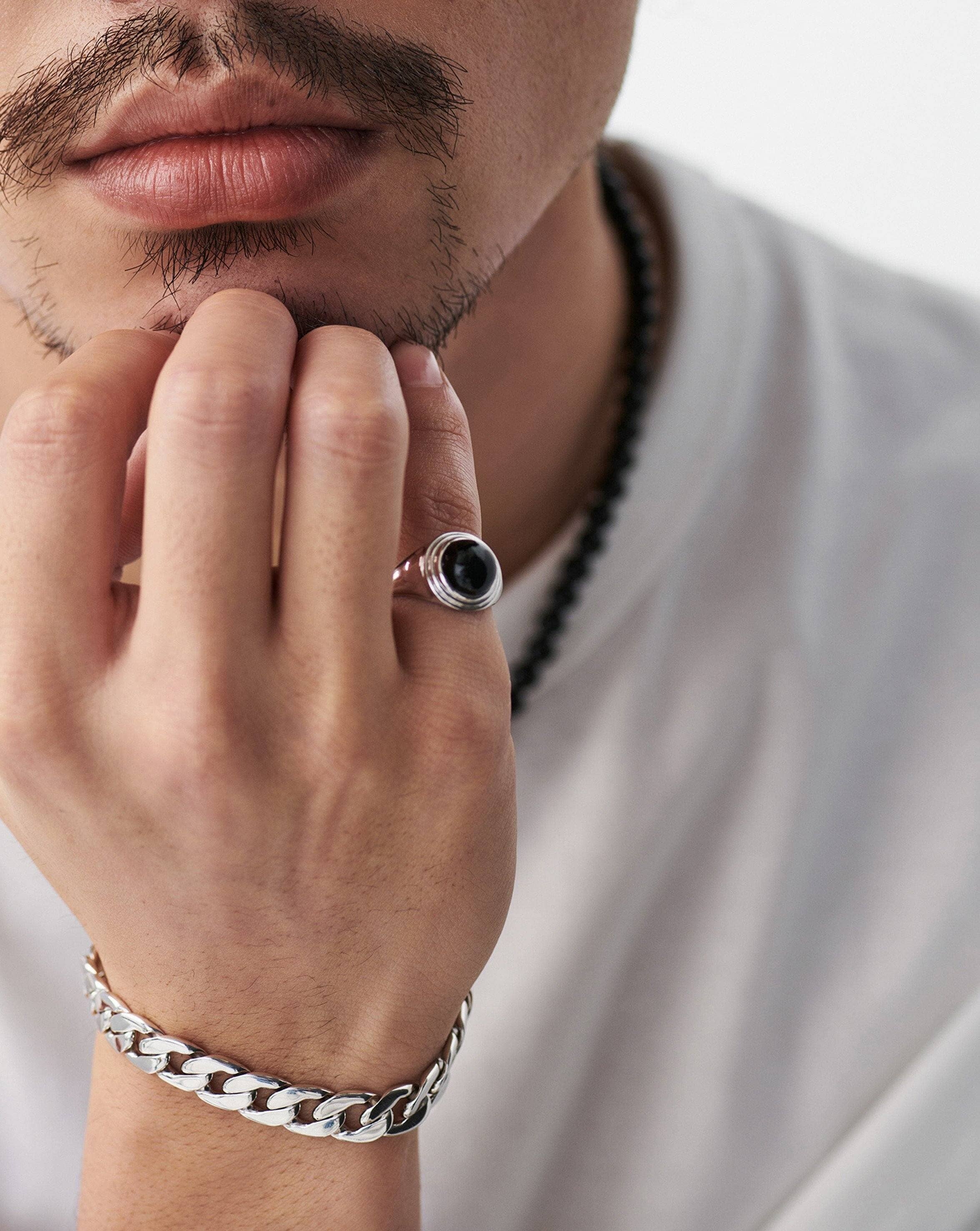 Sphere Ridge Ring | Silver Plated/Black Onyx Rings Missoma 