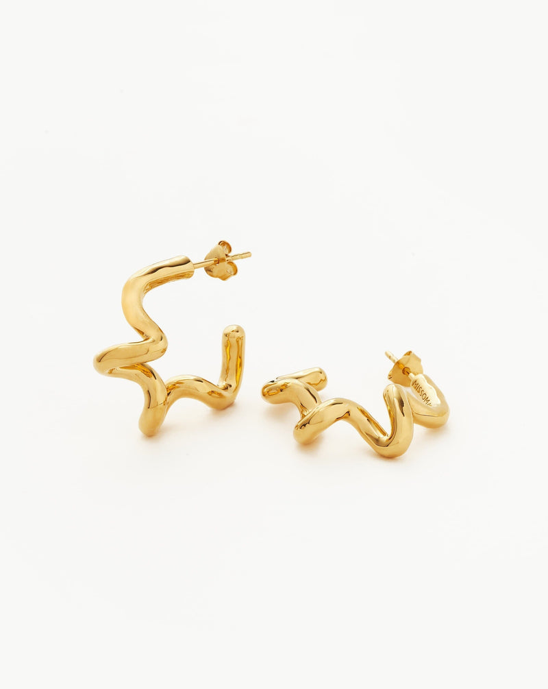 Squiggle Curve Two Tone Enamel Stacking Ring | 18ct Gold Plated Vermei ...