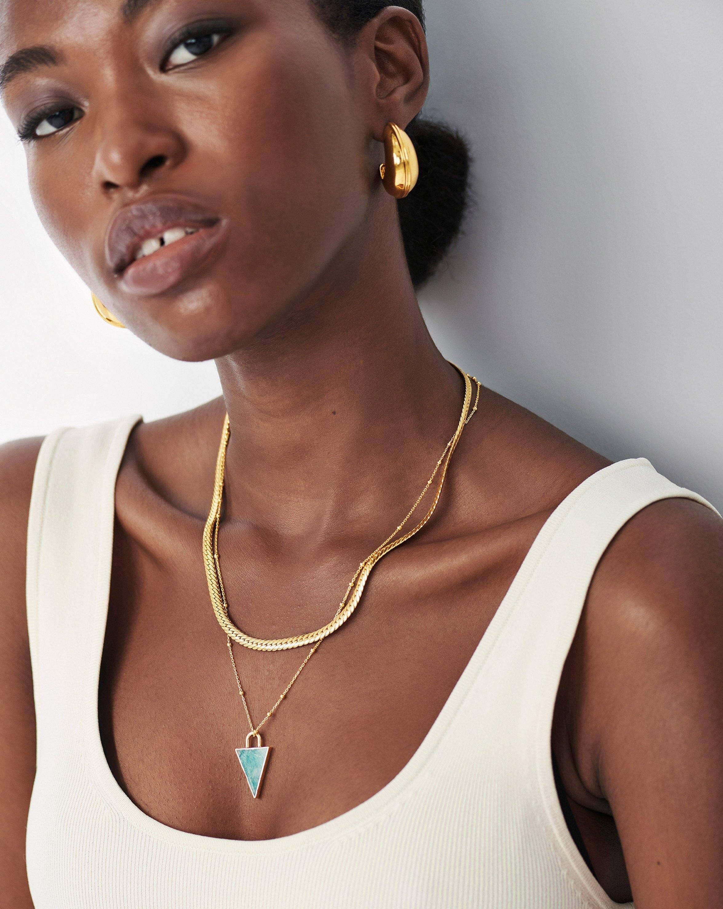 Triangle Pendant Chain Necklace | 18ct Gold Plated/Amazonite Necklaces Missoma 