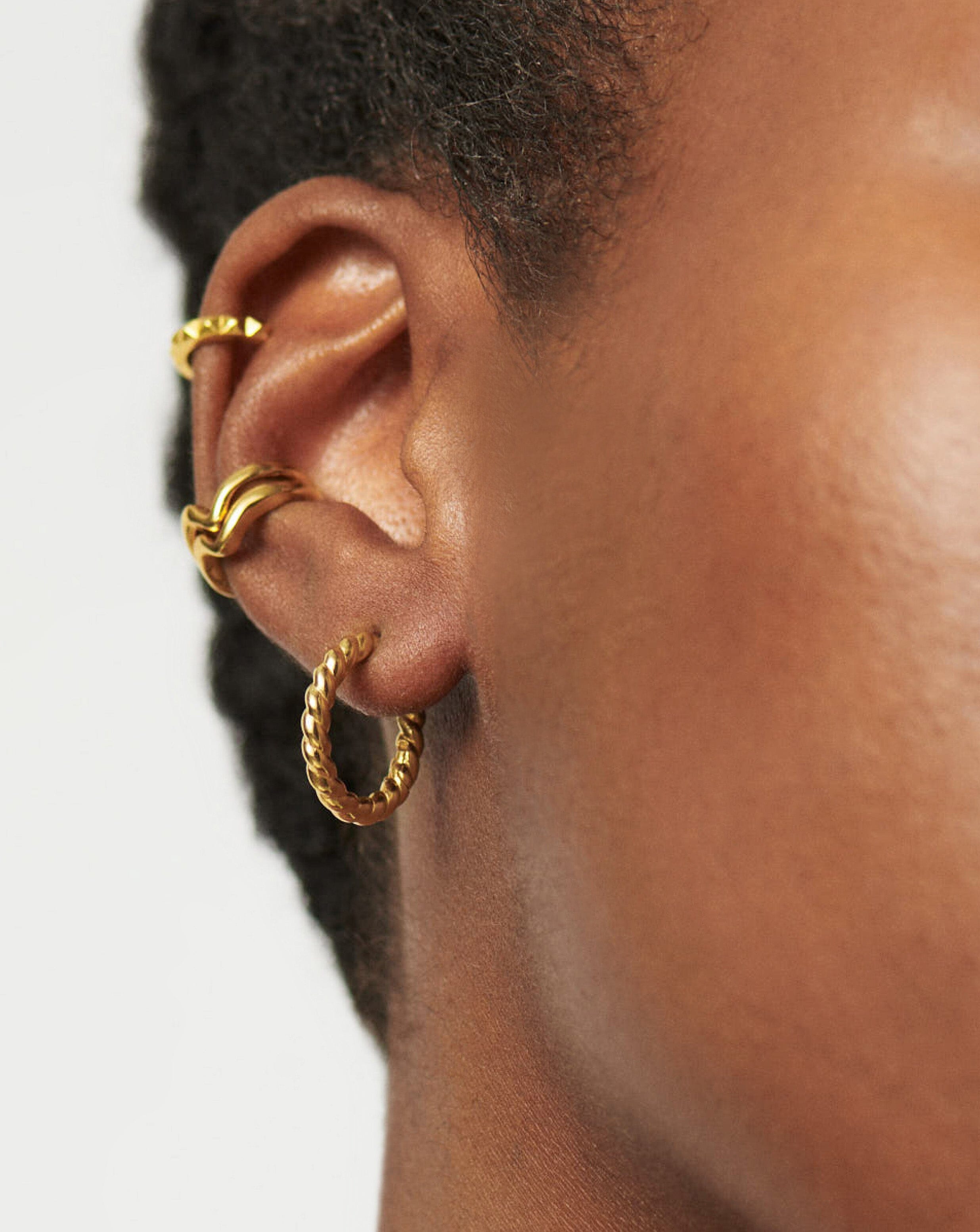 Twisted Helical Small Hoop Earrings | 18ct Gold Plated Vermeil